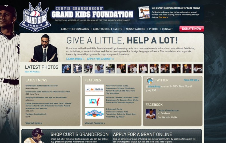 We launched New York Yankee Curtis Granderson’s Grand Kids Foundation Website Today!