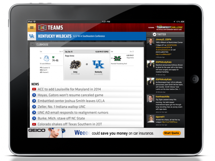 ESPN Bracket Bound iPad App