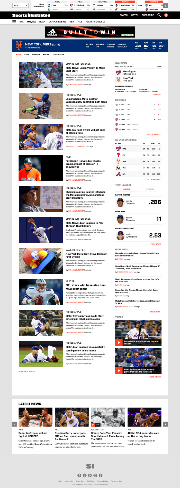 Sports Illustrated 2016 Redesign – Desktop
