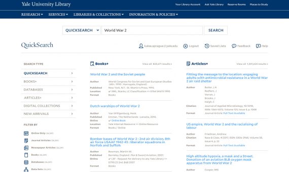 Yale Library QuickSearch