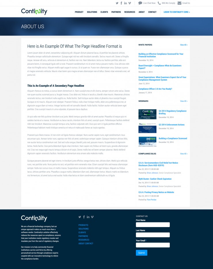 Continuity Marketing Site Redesign