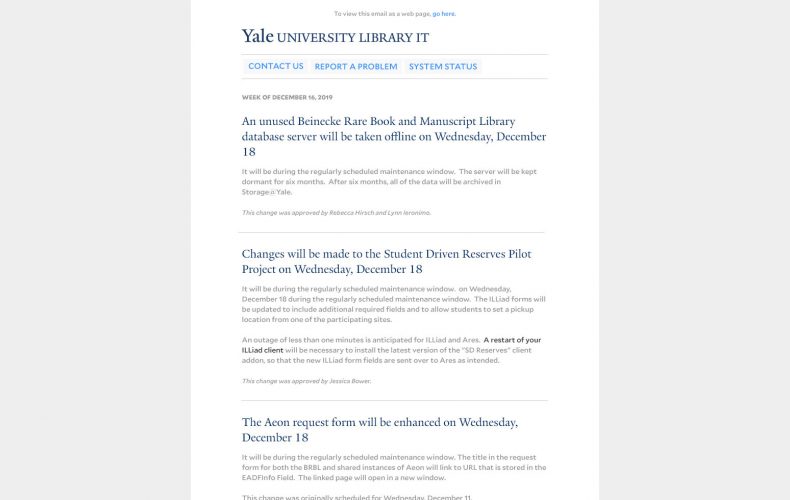 Yale Library IT Email Design